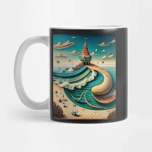 Dream beach castle surrealism imaginary wonderland Mug